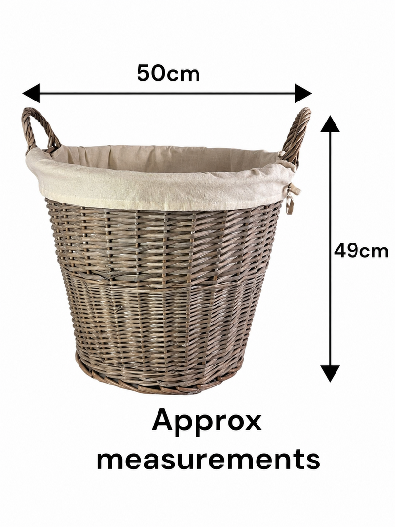 Natural Collection Large Wicker Plain Lined Log Home Tidy Laundry Storage Basket1