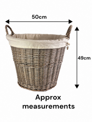 Natural Collection Large Wicker Plain Lined Log Home Tidy Laundry Storage Basket1