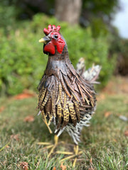 Decorative Metal Brown Hen Chicken Garden Statue Outdoor Lawn Ornament Farmyard3