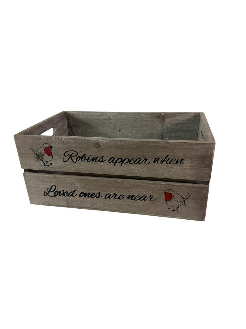 Wooden Crate Robins Appear When Loved Ones Are Near Decorative Box Christmas4