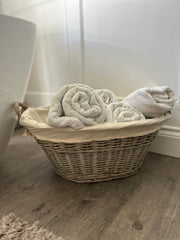 Natural Collection Laundry Lined Wicker Laundry Plain Liner Basket With Handles20