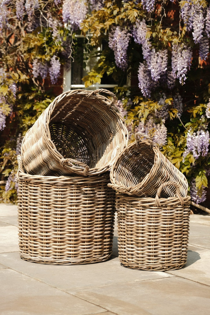 NEW Round Kubu Wicker Rattan Log Storage Handmade Traditional Fireside Basket5