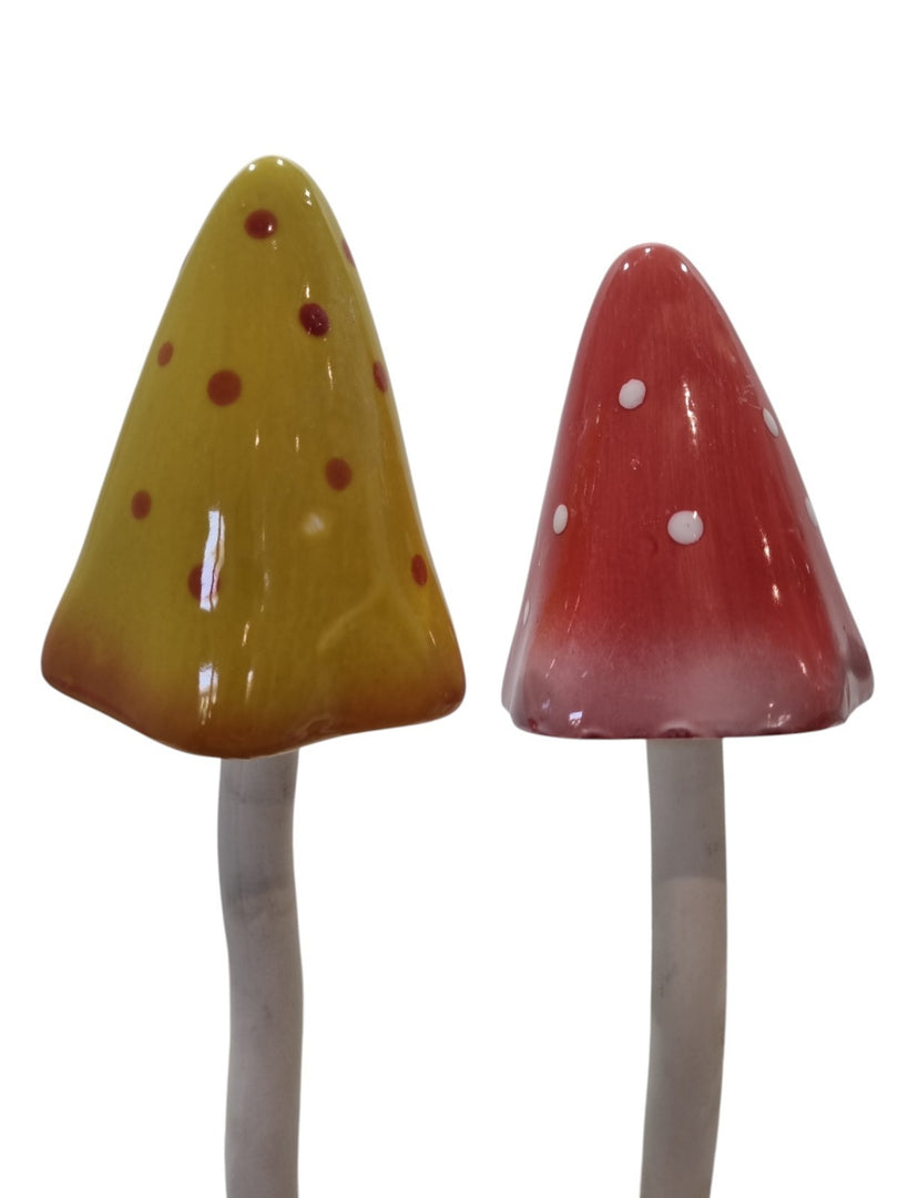Set of 6 Colourful Ceramic Mushroom Garden Stakes Toadstool Lawn Ornaments Pot5