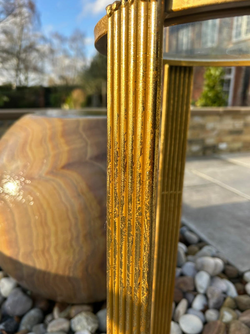 Elegant Gold Metal Accent Side Table With Glass Inserts Slim Home Decor Vintage15