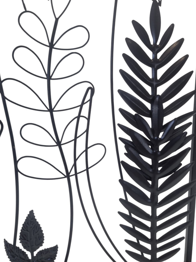 Black Metal Floral Wall Art Square Botanical Flower Leaf Hanging Home Decor Gift8