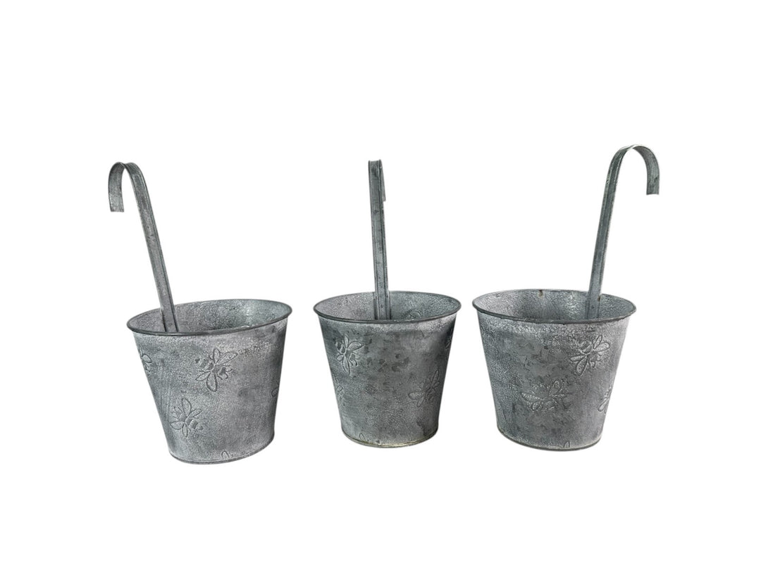 Set Of 3 Zinc Bumblebee Hanging Fence Plant Pots Bee Flower Pot Garden Balcony13