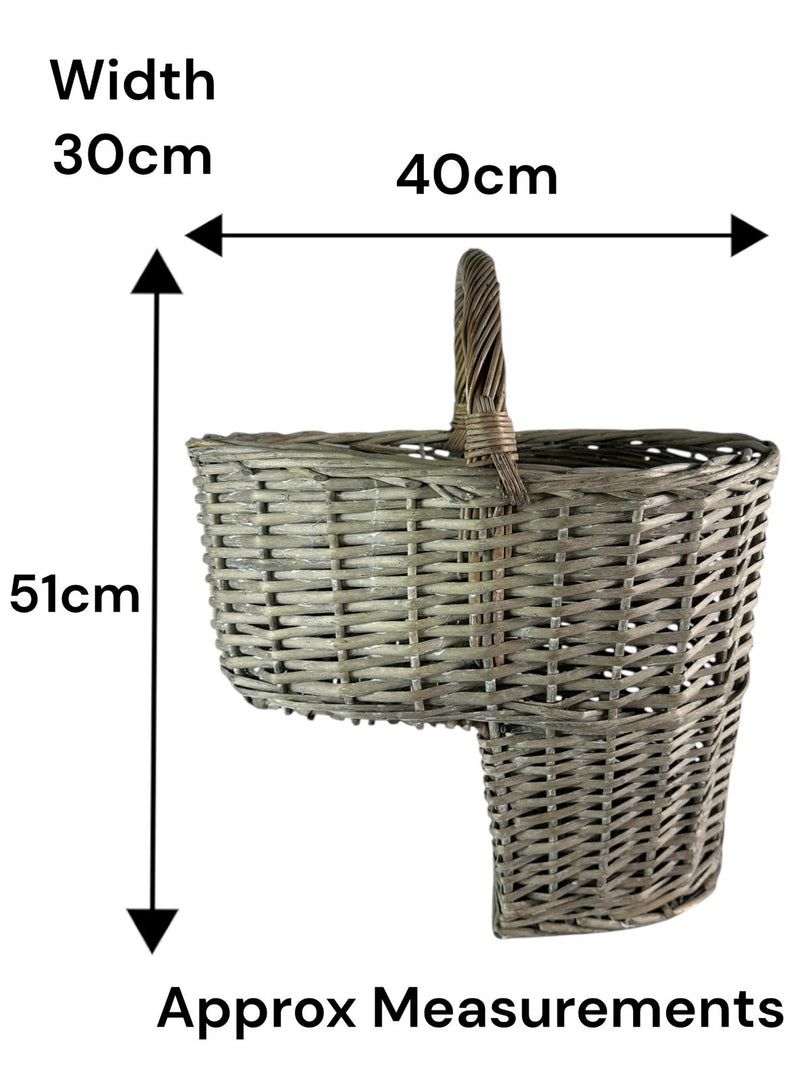 Driftwood-wash Wicker Willow Stair Basket with No Liner Home Stairs Storage Tidy1