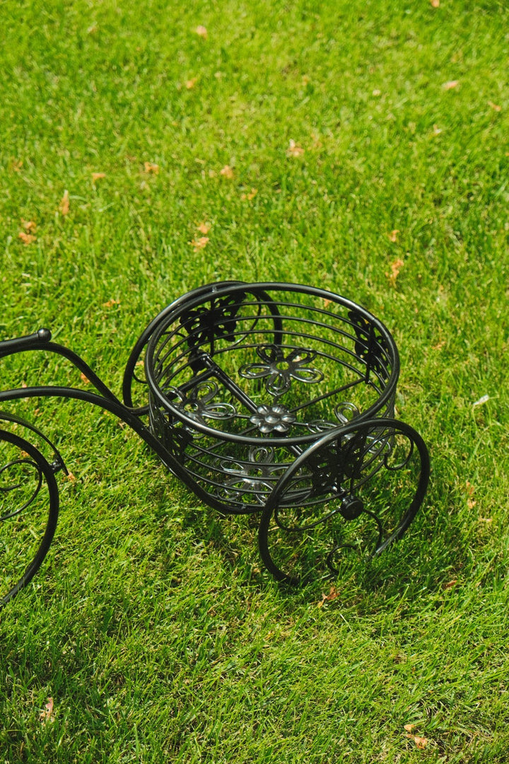 2 Tier Trike Pot Holder Metal Garden Flowers Plant Display Planter in Black2