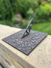 Cast Iron Square Zodiac Sundial Gnomon Decorative Traditional Garden Ornament5