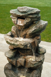 Rock Pool Water Feature Slate Effect Garden Light Up LED Outdoor Decor Gift10