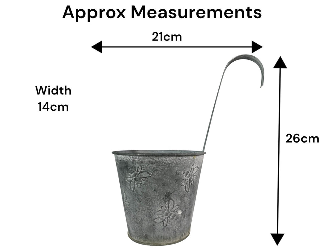 Set Of 3 Zinc Bumblebee Hanging Fence Plant Pots Bee Flower Pot Garden Balcony1