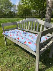 Summer Strawberry Blue Bench Seat Pad Cushion Garden Outdoor 110cm x 50cm4