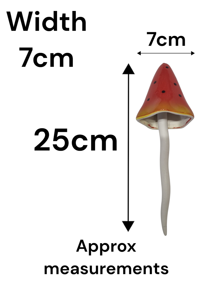Set of 6 Colourful Ceramic Mushroom Garden Stakes Toadstool Lawn Ornaments Pot1