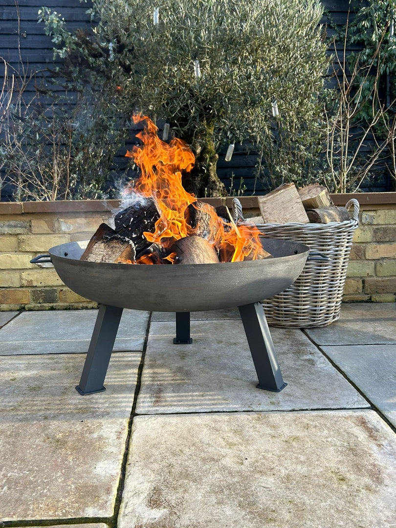 Large Garden Fire Pit Outdoor Patio Camping Cast Iron Bowl Log Burner Heater13