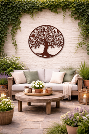 Large Bronze Tree & Birds Metal Garden Outdoor Wall Art  Plaque 80cm Diameter2