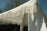 Antique White Gazebo Marquee Canopy Fringe Outdoor Garden Beach Cabana Style UK15