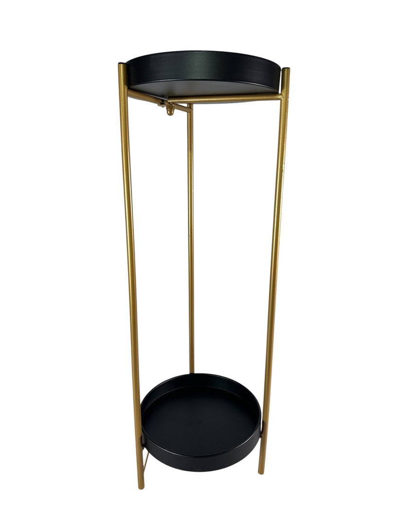 Tall Black & Gold Side Table Plant Pot Stand With 2 Trays Indoor Home Decor Tidy13