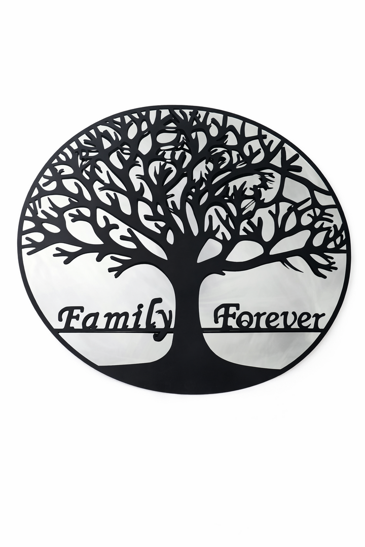 Large 50cm Mirrored Wall Art Black Tree of Life 'Family Forever' Garden Decor3