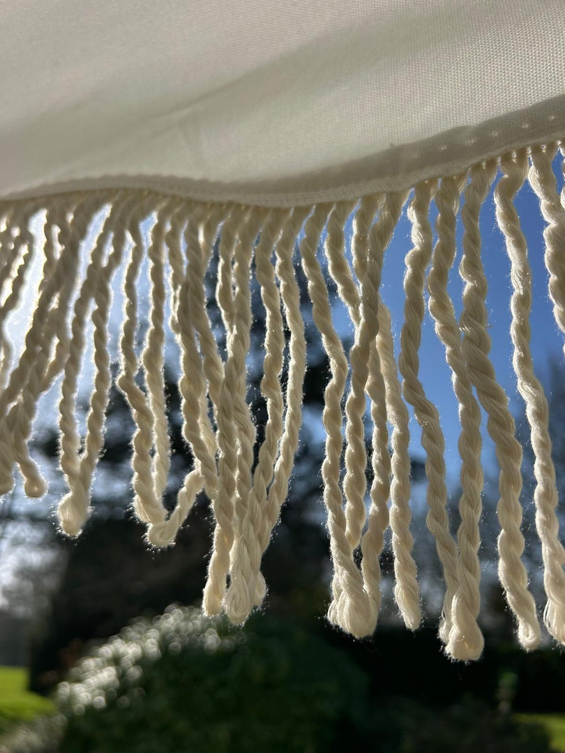 Antique White Gazebo Marquee Canopy Fringe Outdoor Garden Beach Cabana Style UK8