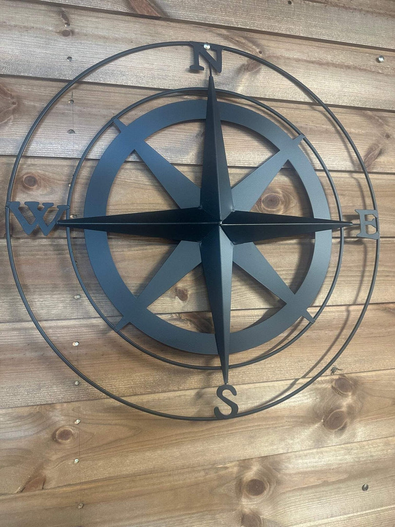 Large Compass Black Metal Garden Outdoor Wall Art Plaque 80cm Diameter4