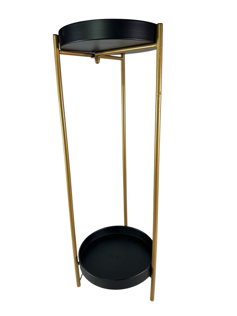 Tall Black & Gold Side Table Plant Pot Stand With 2 Trays Indoor Home Decor Tidy11