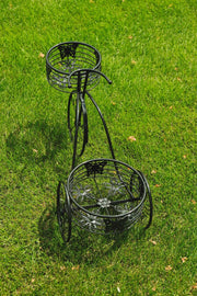 2 Tier Trike Pot Holder Metal Garden Flowers Plant Display Planter in Black17