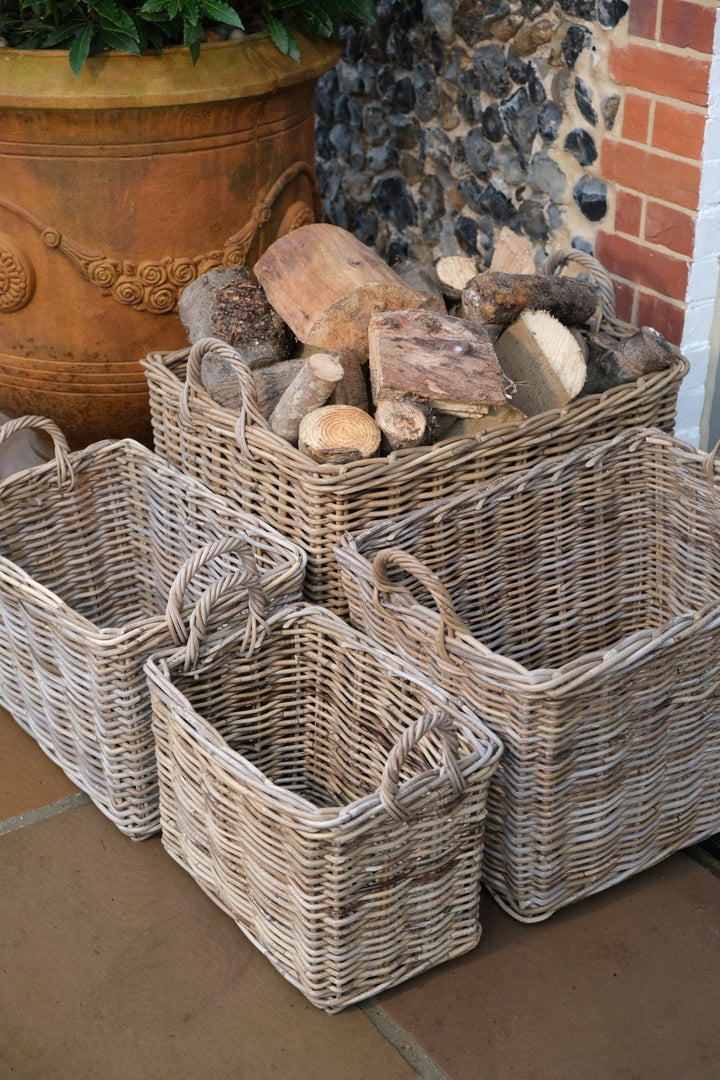 NEW Rectangular Kubu Wicker Rattan Log Storage Handmade Basket Large Heavy Duty11