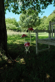 Red & White Spotted Toadstool Mushroom Metal Garden Whimsical Fairy Ornament3