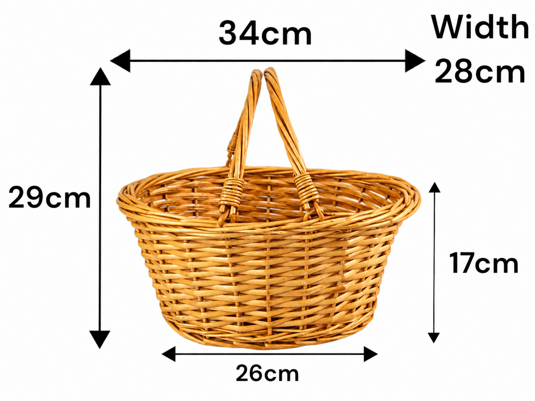 Honey Wicker Shopper Shopping Gift Display Basket No Liner Fold Flat Handles1