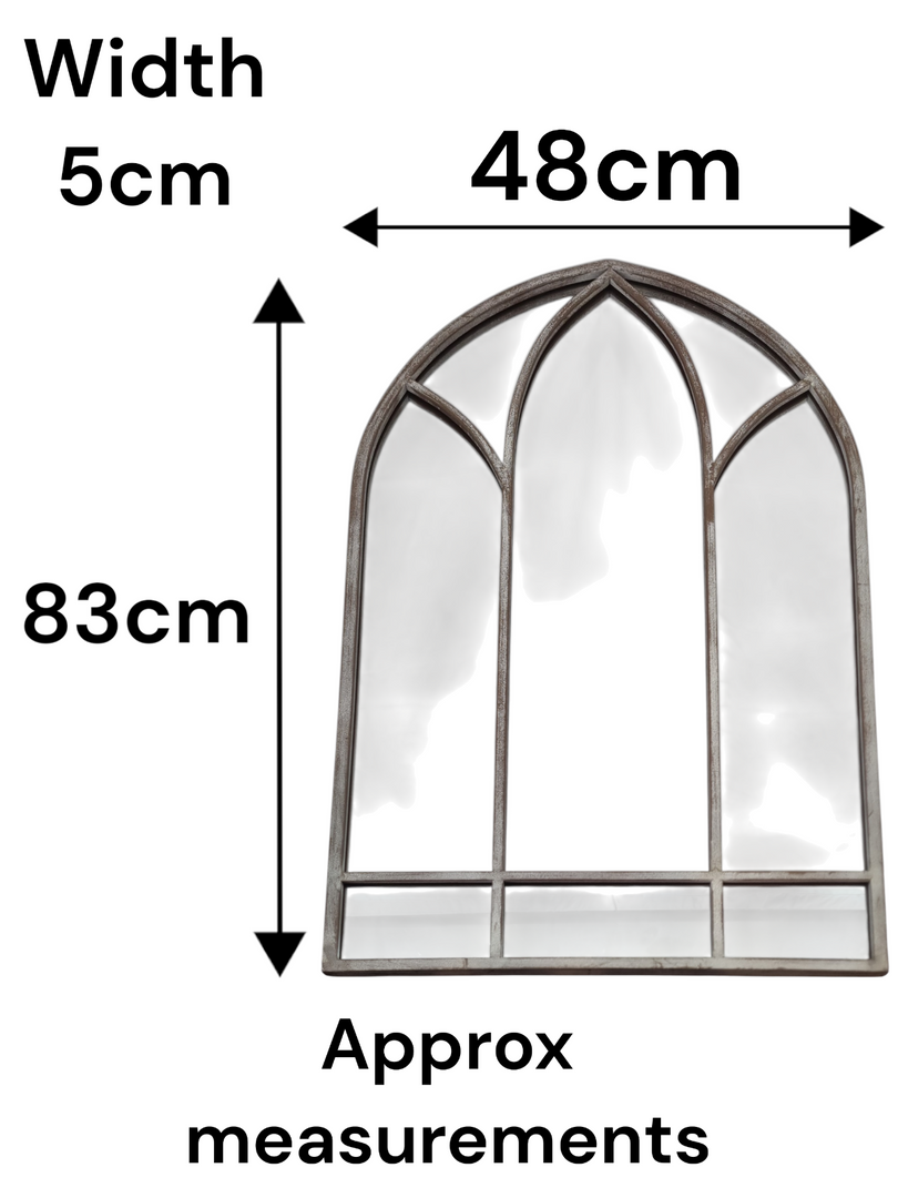 Dorchester XL Solar Powered Gothic Arch Garden Mirror LED Outdoor Wall Decor1