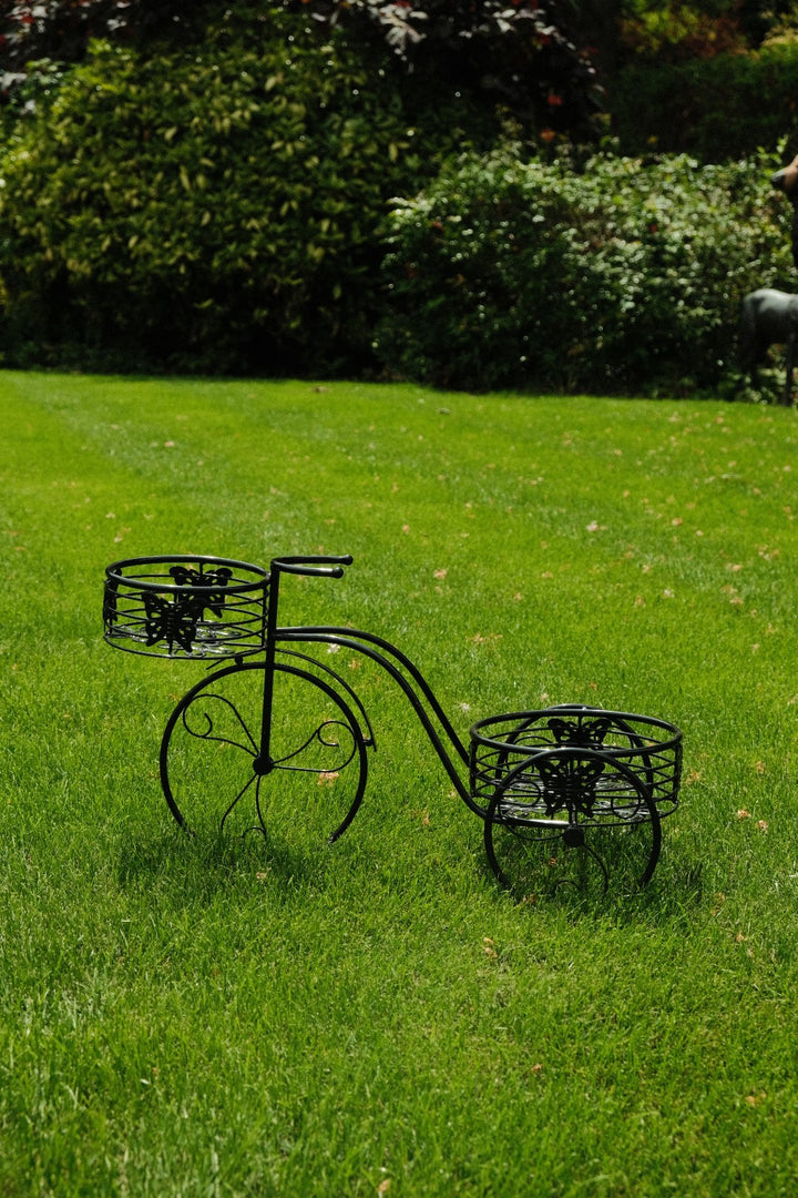2 Tier Trike Pot Holder Metal Garden Flowers Plant Display Planter in Black11