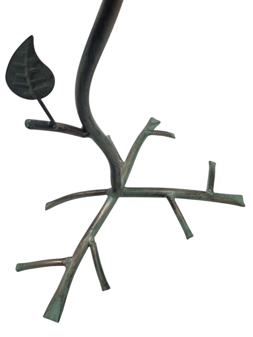 Vintage Style Verdigris Green Metal Bird Bath Feeder Leaf Design Garden Ornament12