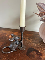 Pair of Cast Iron Mouse Candlestick Holders Mice Candle Sticks Rustic Decor Gift12