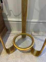 Elegant Gold Metal Accent Side Table With Glass Inserts Slim Home Decor Vintage8