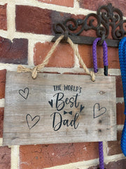 The Worlds Best Dad Logo Wooden Garden Sign Hanging Plaque Notice Gift Love Fat3
