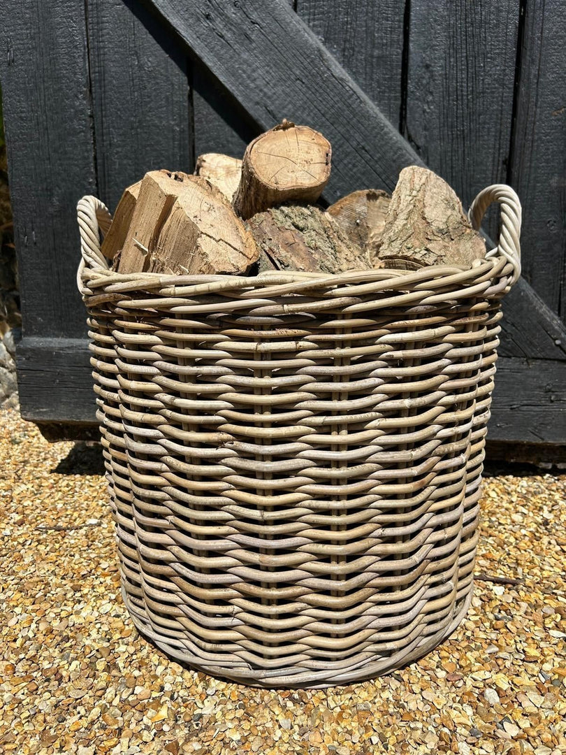 NEW Round Kubu Wicker Rattan Log Storage Handmade Traditional Fireside Basket0