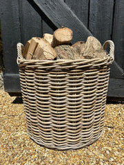 NEW Round Kubu Wicker Rattan Log Storage Handmade Traditional Fireside Basket0