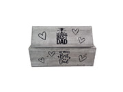 Worlds Best Dad Grey Gift Box Storage Wood Crate 2 Sizes Hamper Father Xmas13