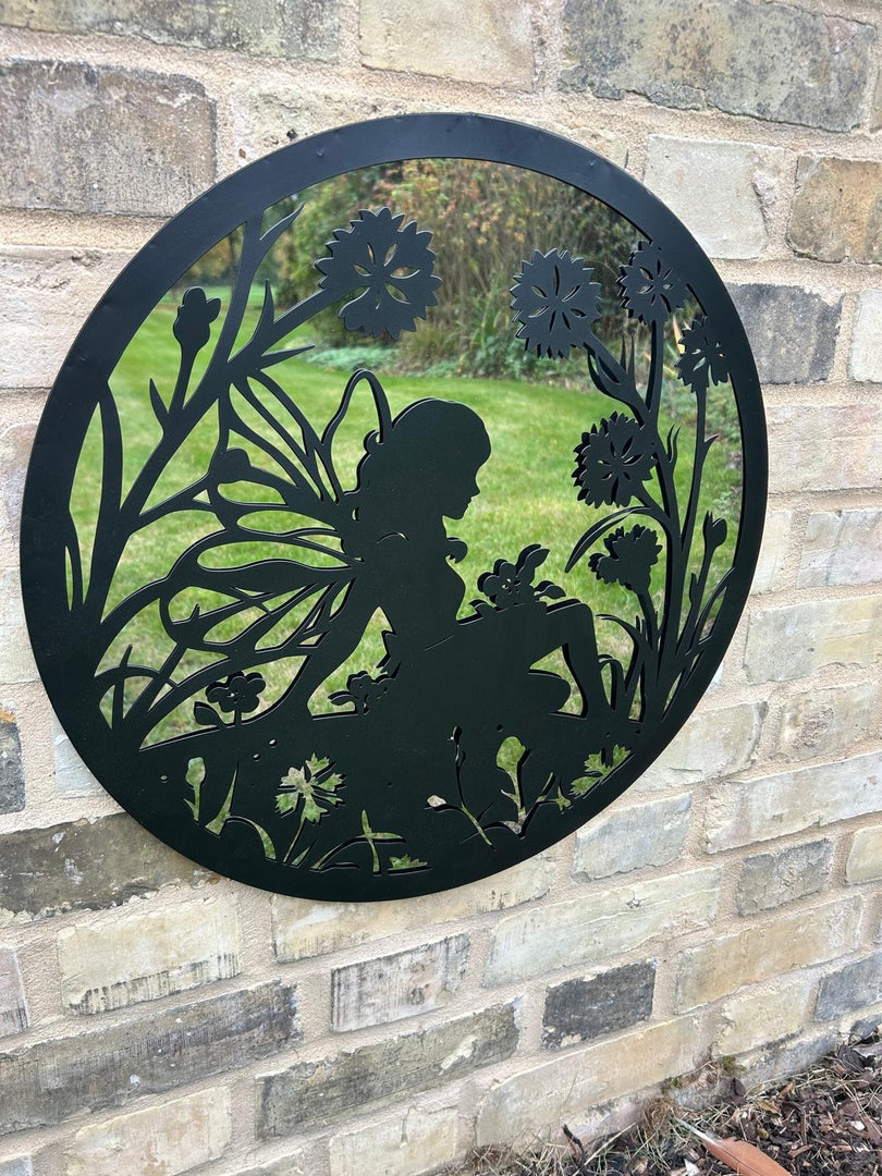 50cm Wall Art Mirror Fairy Fairies Decoration Decor Garden Home Gift Black0