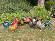 Decorative Metal Orange Red Hen Chicken Garden Statue Outdoor Lawn Ornament Farm7