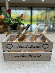 Wooden Crate Best Mum In The World Decorative Gift Storage Box Hamper Christmas3