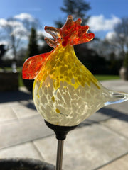 Set of 3 Solar Chicken Cockerel Lights Colourful Glass Garden Decor Stakes Gift13