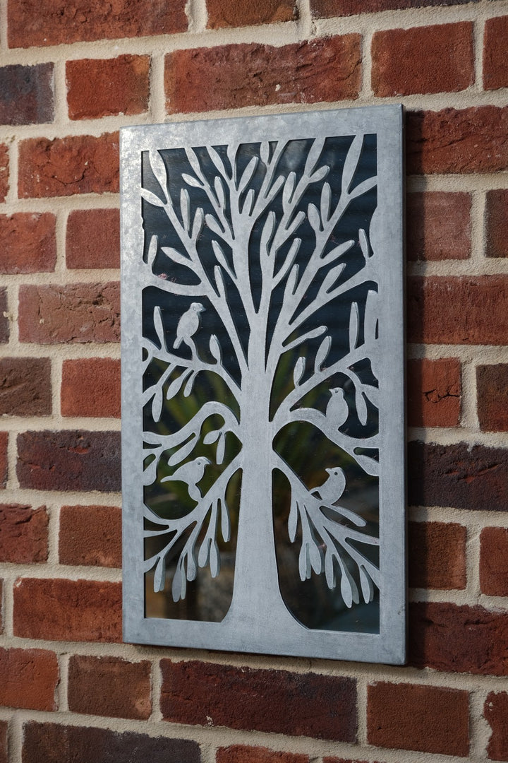 Zinc Tree of Life Wall Mirror with Birds Garden Outdoor Wall Plaque Decoration6