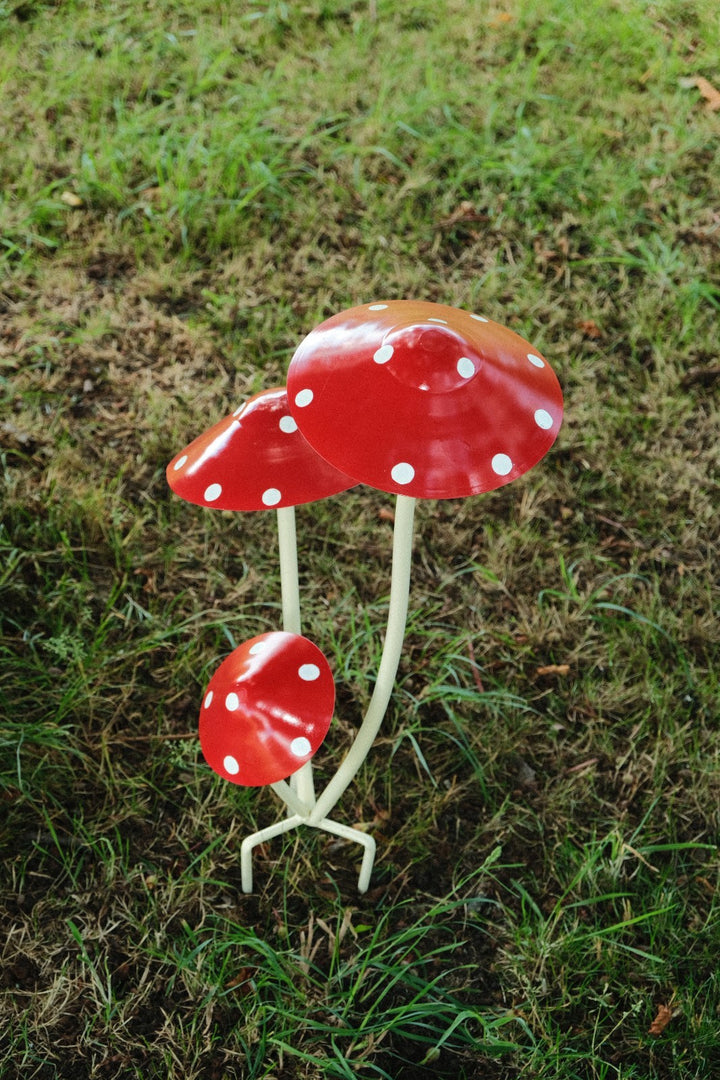 Red & White Spotted Toadstool Mushroom Metal Garden Whimsical Fairy Ornament5