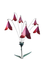 Pink Metal Bell Flower Stake Verdigris Stem Garden Ornament Decor Gift Floral11