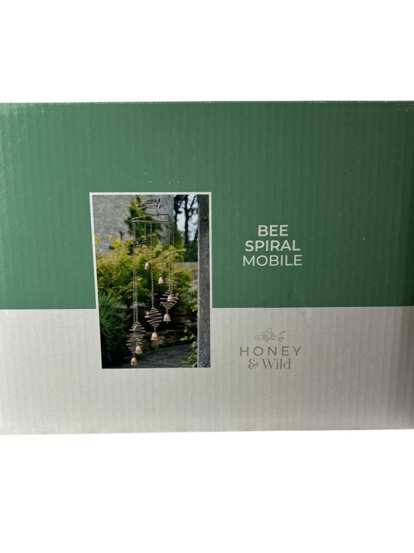 Spiral Bee Hanging Mobile With Bells Metallic Decorative Hanging Garden Ornament10