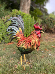 Decorative Metallic Cockerel Rooster Garden Statue Outdoor Lawn Ornament Metal7