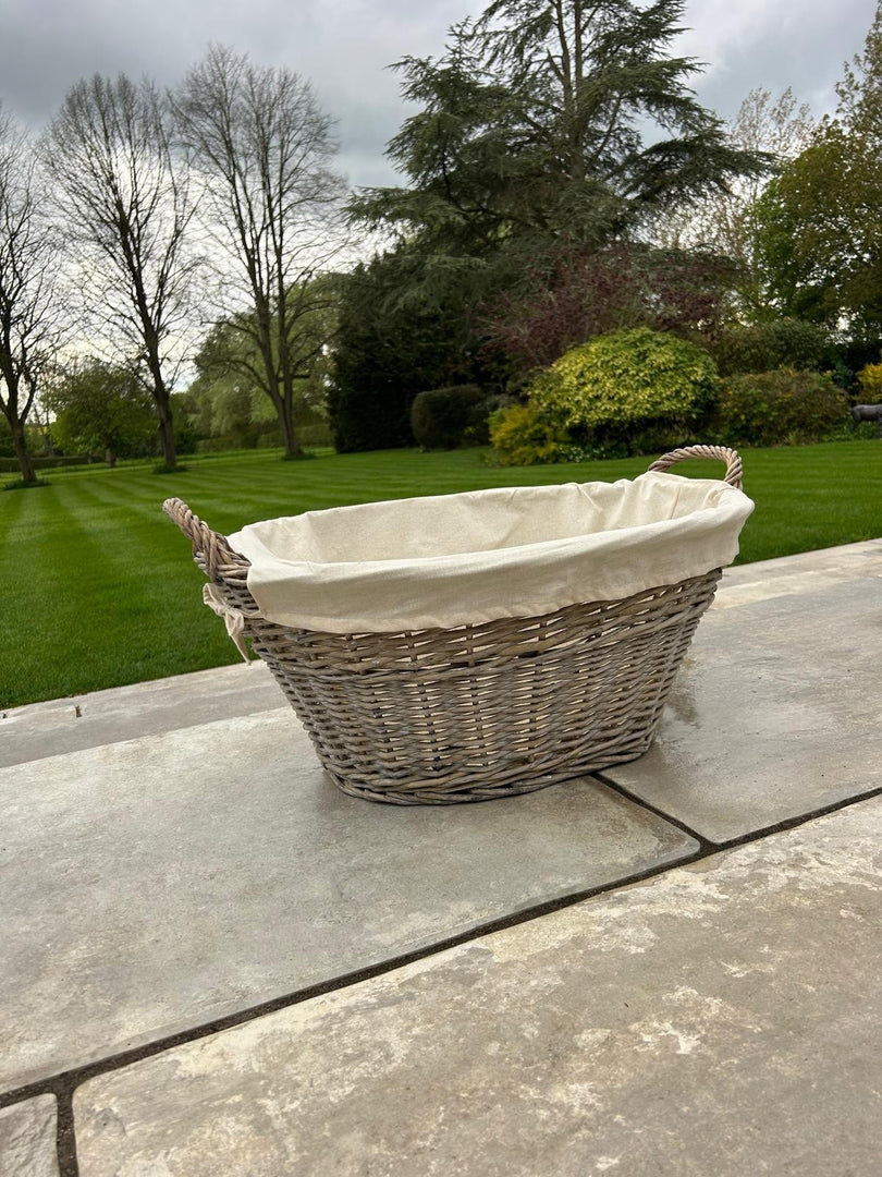 Natural Collection Laundry Lined Wicker Laundry Plain Liner Basket With Handles7