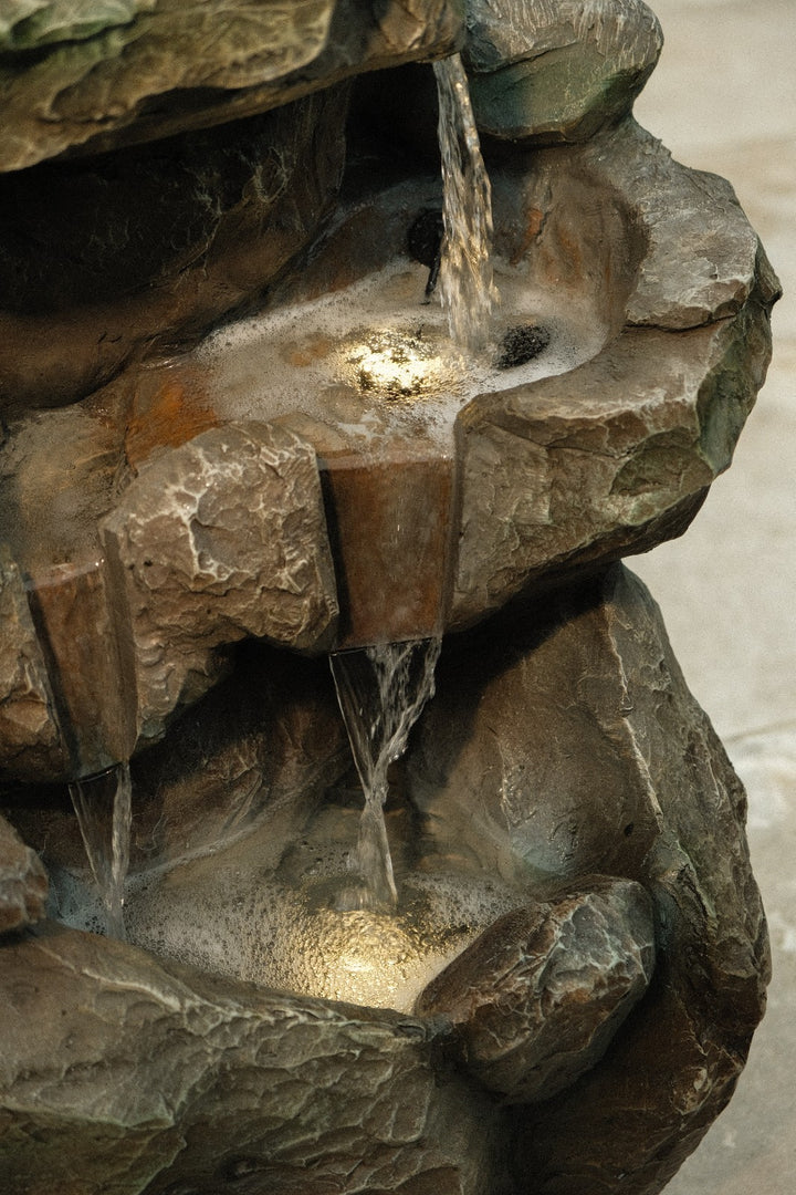 Rock Pool Water Feature Slate Effect Garden Light Up LED Outdoor Decor Gift5