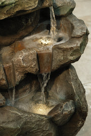 Rock Pool Water Feature Slate Effect Garden Light Up LED Outdoor Decor Gift5